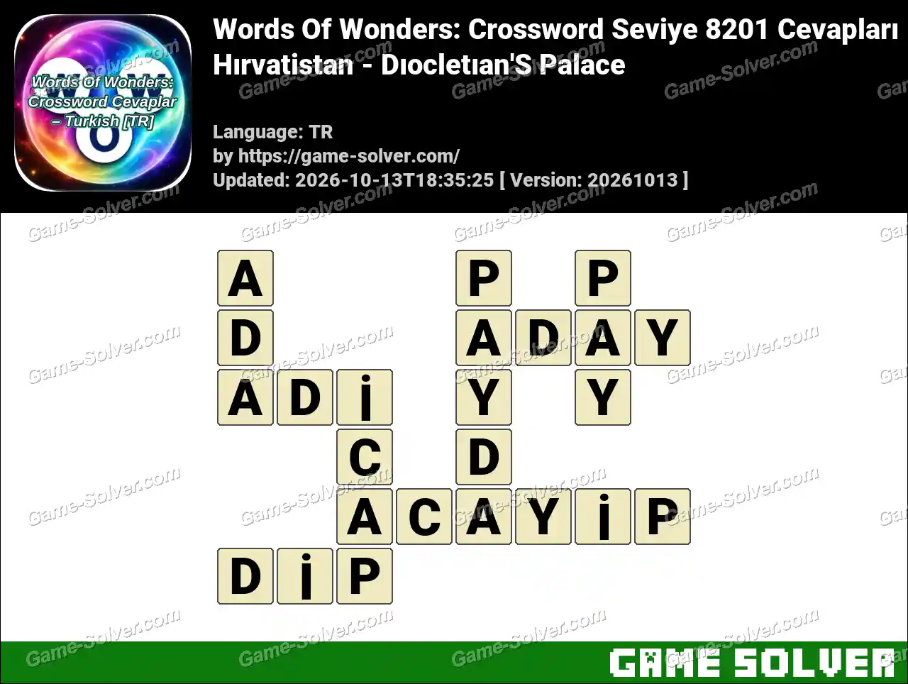 Words Of Wonders: Crossword Seviye 8201 Cevapları – Hırvatistan – Dıocletıan’S Palace
